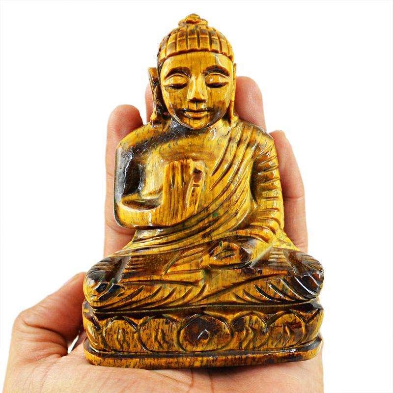 gemsmore:SOLD OUT : Golden Tiger Eye Gemstone Lord Buddha Idol