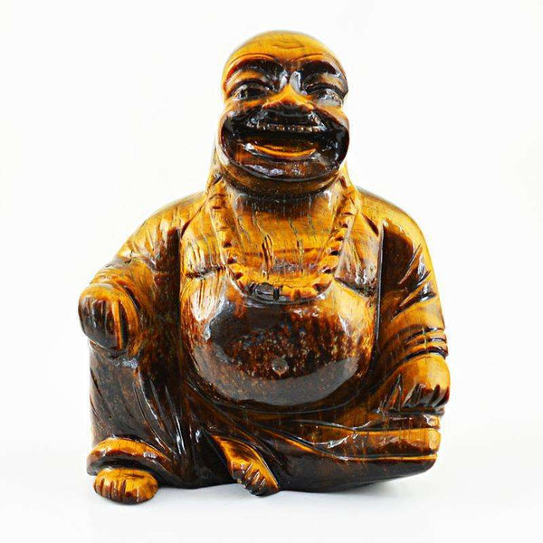 gemsmore:SOLD OUT : Golden Tiger Eye Laughing Buddha Idol