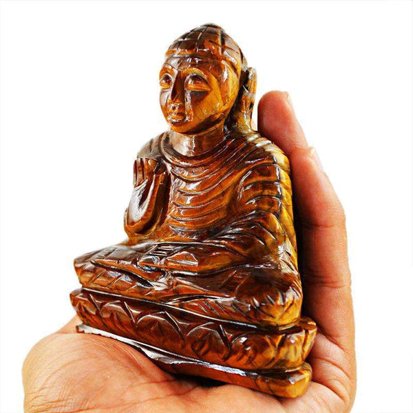 gemsmore:SOLD OUT : Golden Tiger Eye Lord Buddha Idol Statute