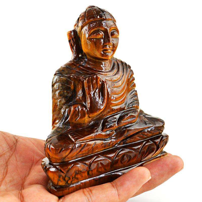 gemsmore:SOLD OUT : Golden Tiger Eye Lord Buddha Idol Statute