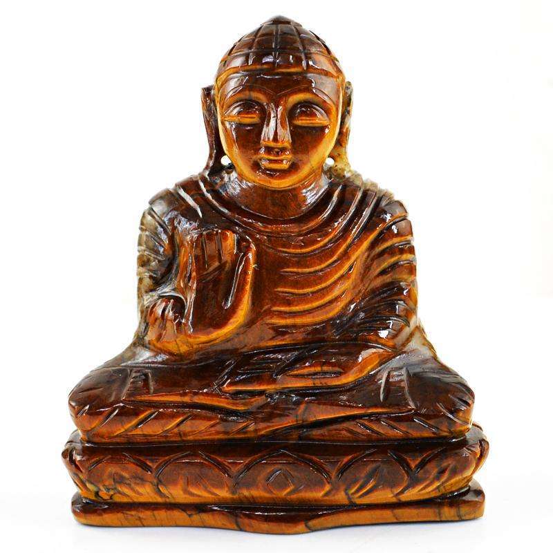gemsmore:SOLD OUT : Golden Tiger Eye Lord Buddha Idol Statute