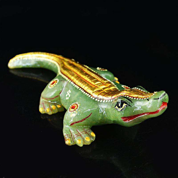 gemsmore:SOLD OUT : Green Aventurine Enamel Painted Crocodile