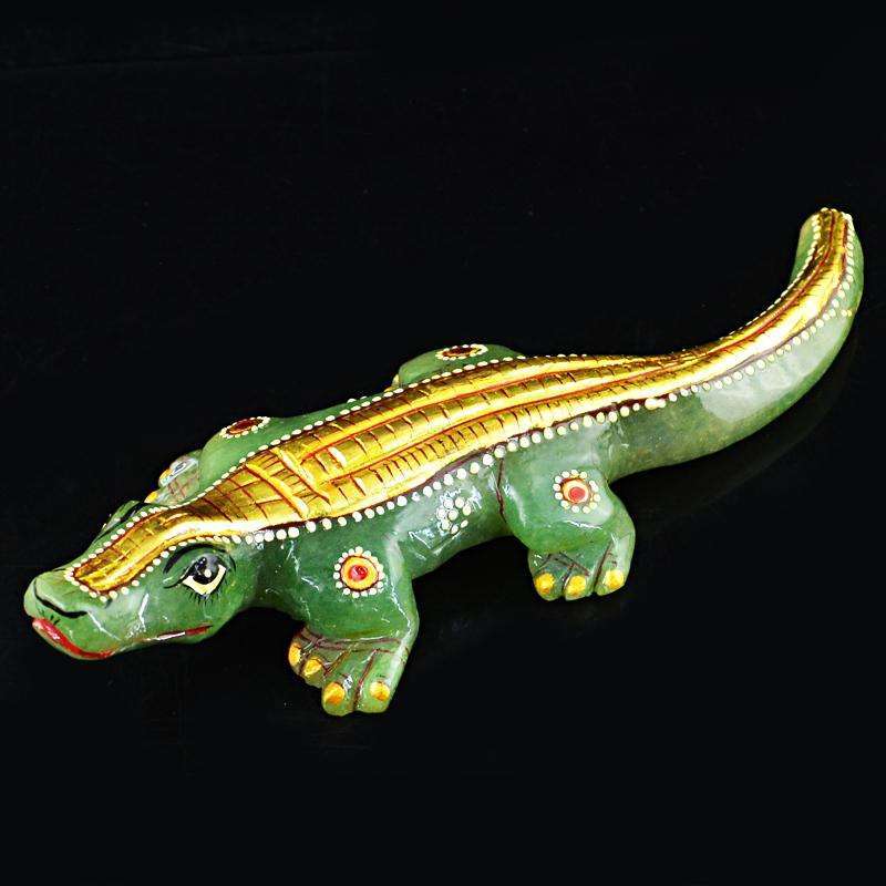 gemsmore:SOLD OUT : Green Aventurine Enamel Painted Crocodile