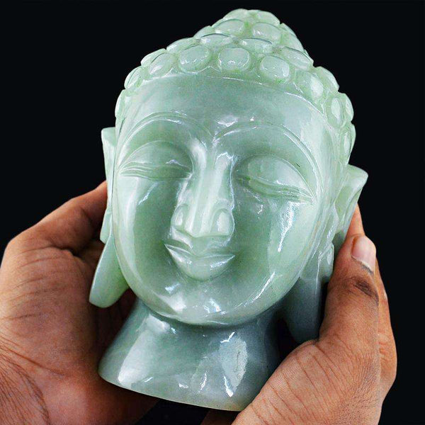 gemsmore:SOLD OUT : Green Aventurine Lord Buddha Head Idol