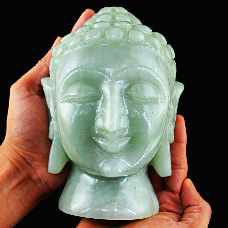 gemsmore:SOLD OUT : Green Aventurine Lord Buddha Head Idol