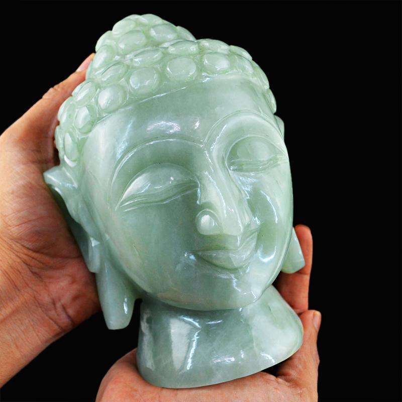 gemsmore:SOLD OUT : Green Aventurine Lord Buddha Head Idol