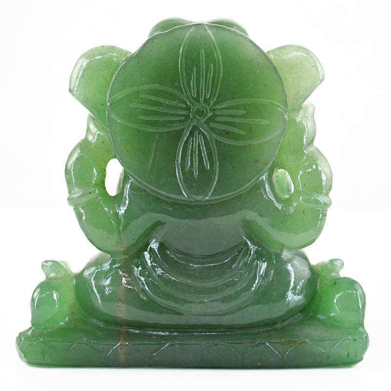 gemsmore:SOLD OUT : Green Aventurine Lord Ganesha Idol On Throne