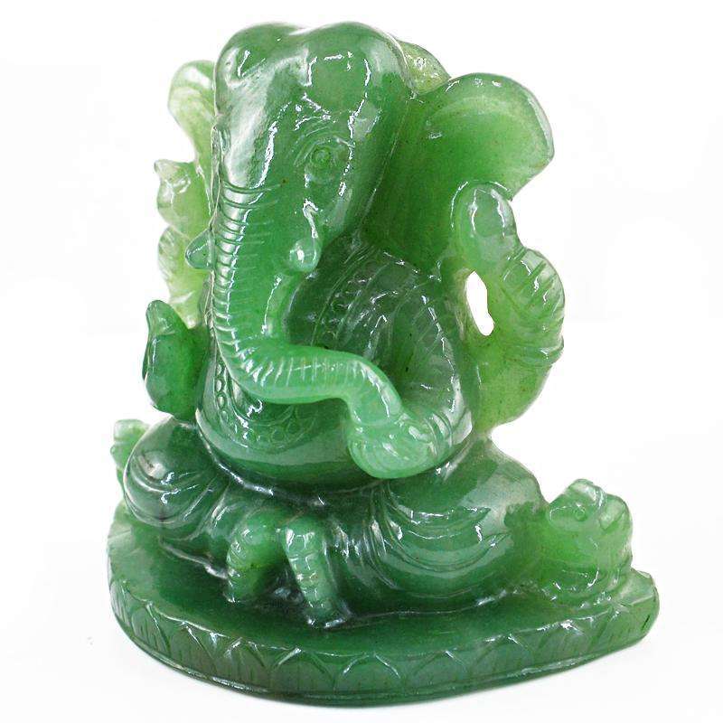 gemsmore:SOLD OUT : Green Aventurine Lord Ganesha Idol On Throne