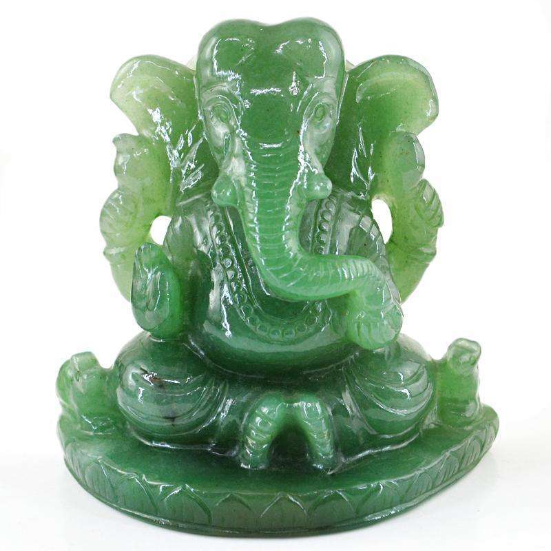 gemsmore:SOLD OUT : Green Aventurine Lord Ganesha Idol On Throne