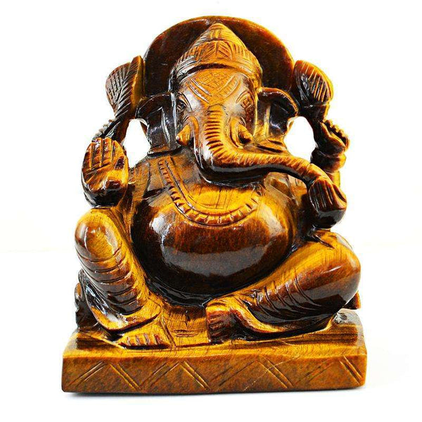 gemsmore:SOLD OUT : Lovely Golden Tiger Eye Gemstone Lord Ganesha Idol