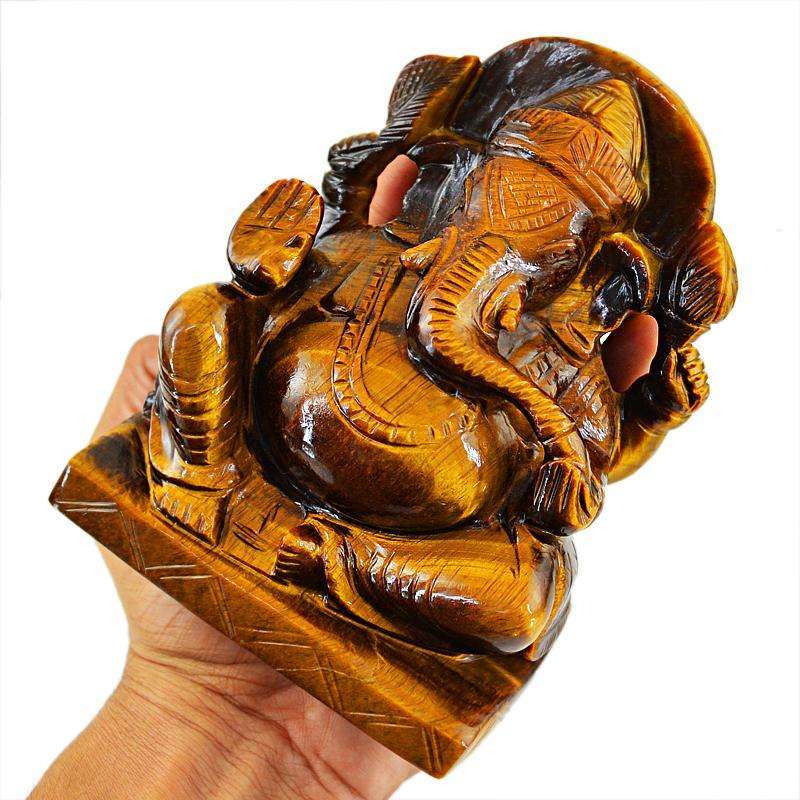 gemsmore:SOLD OUT : Lovely Golden Tiger Eye Gemstone Lord Ganesha Idol