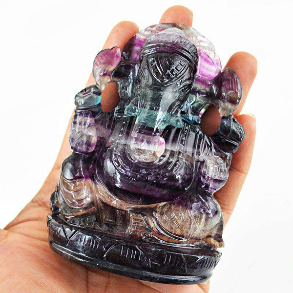 gemsmore:SOLD OUT : Multicolor Fluorite Gemstone Lord Ganesha Idol Statute