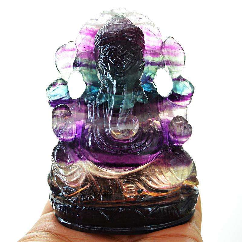 gemsmore:SOLD OUT : Multicolor Fluorite Gemstone Lord Ganesha Idol Statute