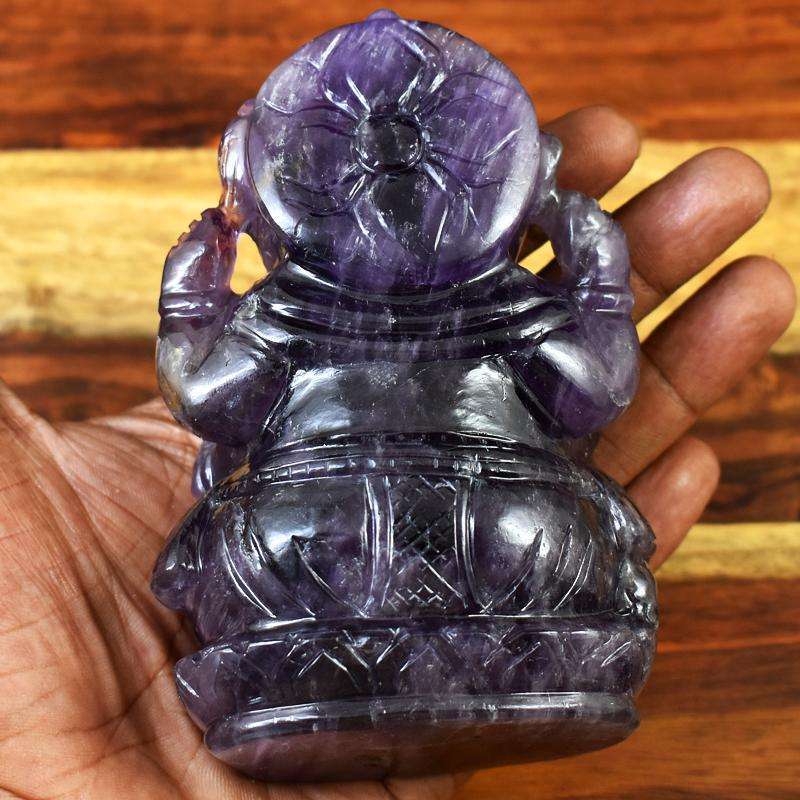 gemsmore:Statue Of Purple Amethyst Hand Carved Lord Ganesha