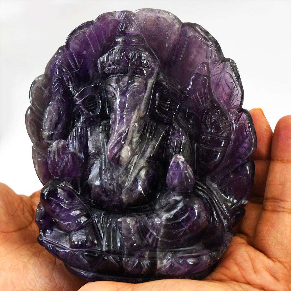 gemsmore:Stunnig Amethyst Hand Carved Ganesha