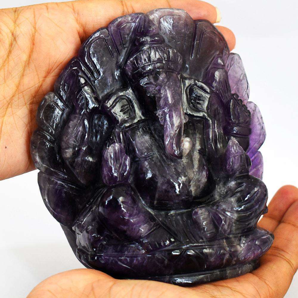 gemsmore:Stunnig Amethyst Hand Carved Ganesha