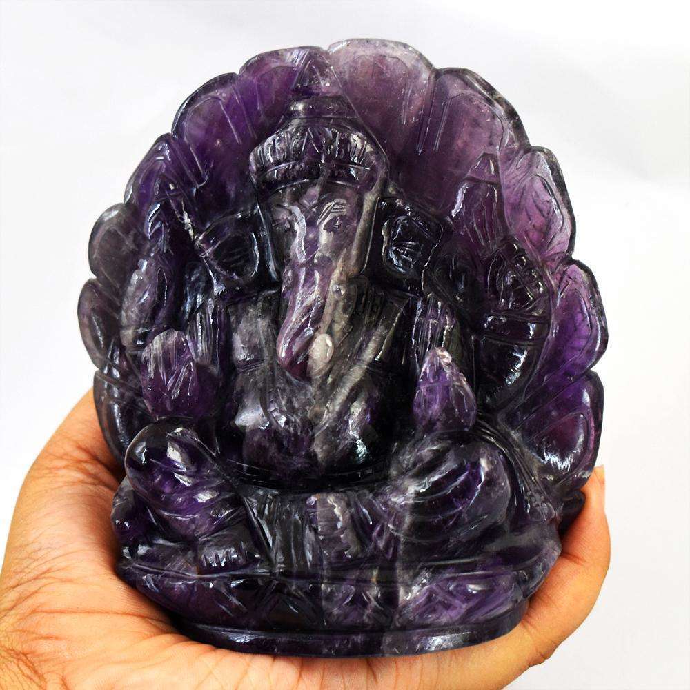 gemsmore:Stunnig Amethyst Hand Carved Ganesha