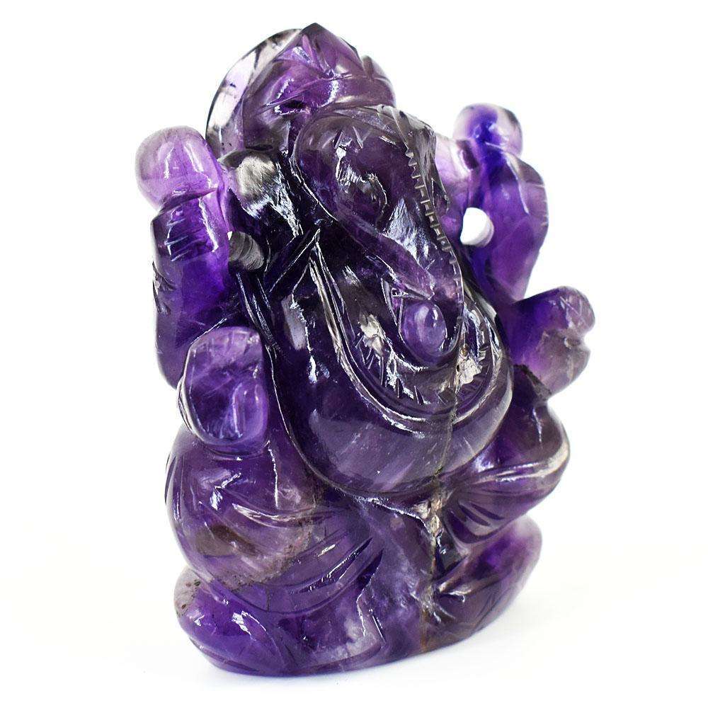 gemsmore:Stunning Amethyst  Hand Carved Genuine Crystal Gemstone Carving Lord Ganesha