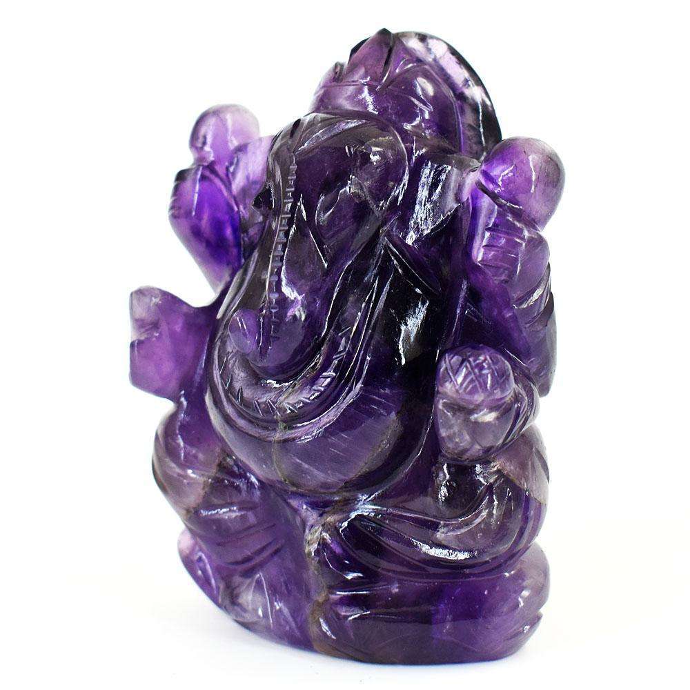 gemsmore:Stunning Amethyst  Hand Carved Genuine Crystal Gemstone Carving Lord Ganesha
