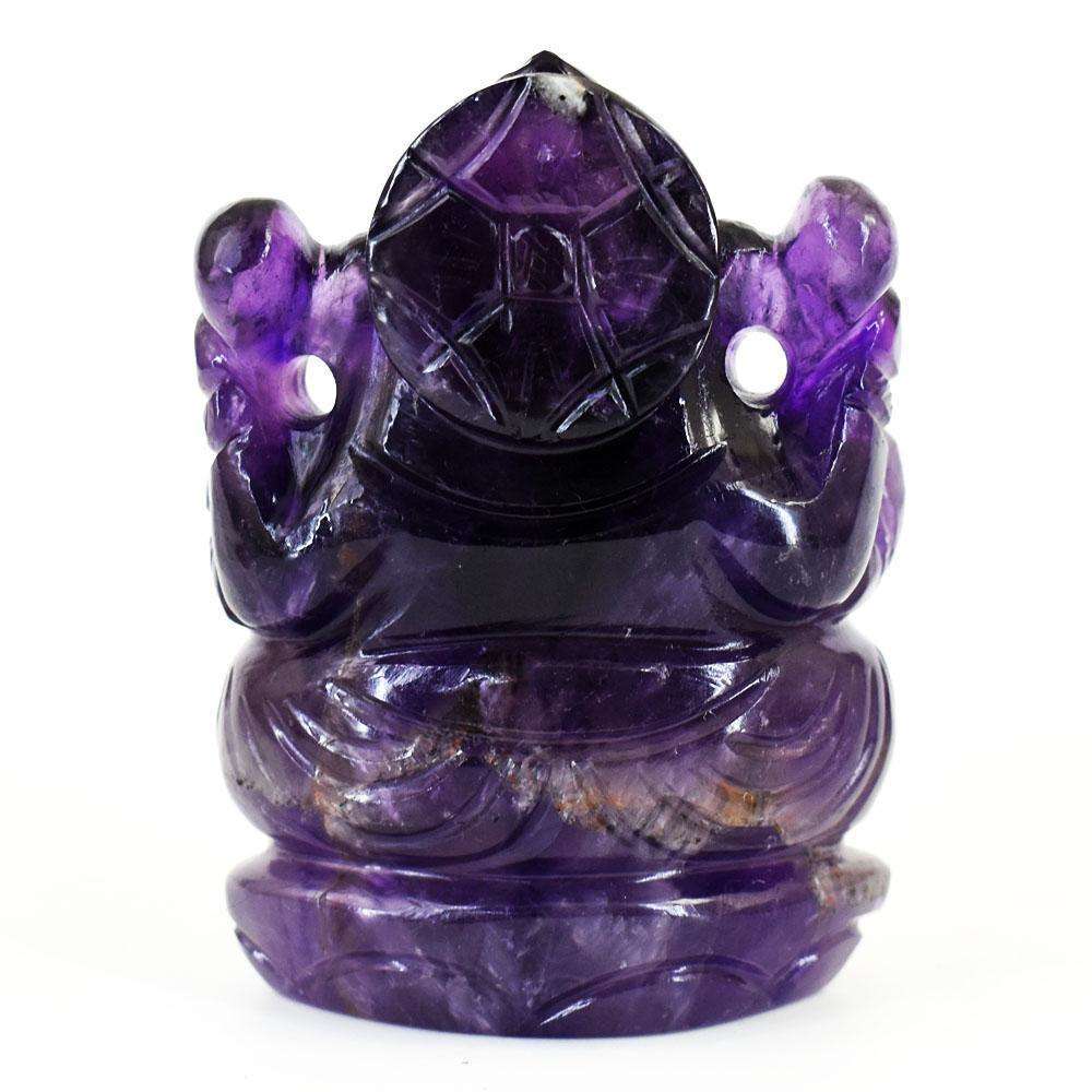 gemsmore:Stunning Amethyst  Hand Carved Genuine Crystal Gemstone Carving Lord Ganesha