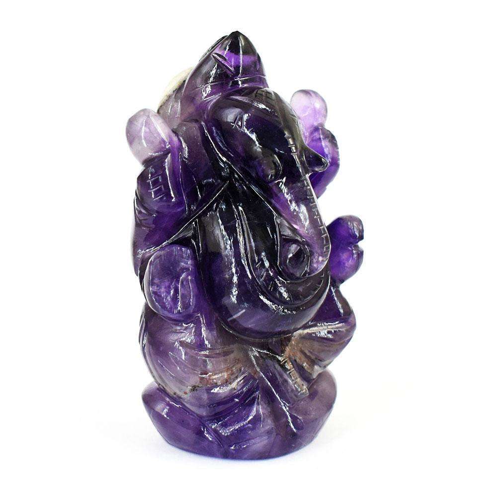 gemsmore:Stunning Amethyst Hand Carved Genuine Crystal Gemstone Carving Lord Ganesha