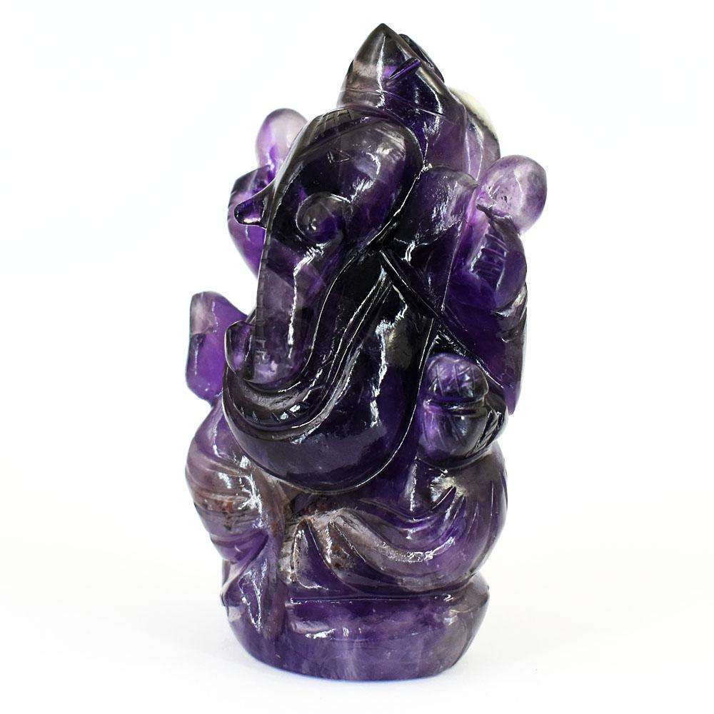 gemsmore:Stunning Amethyst Hand Carved Genuine Crystal Gemstone Carving Lord Ganesha