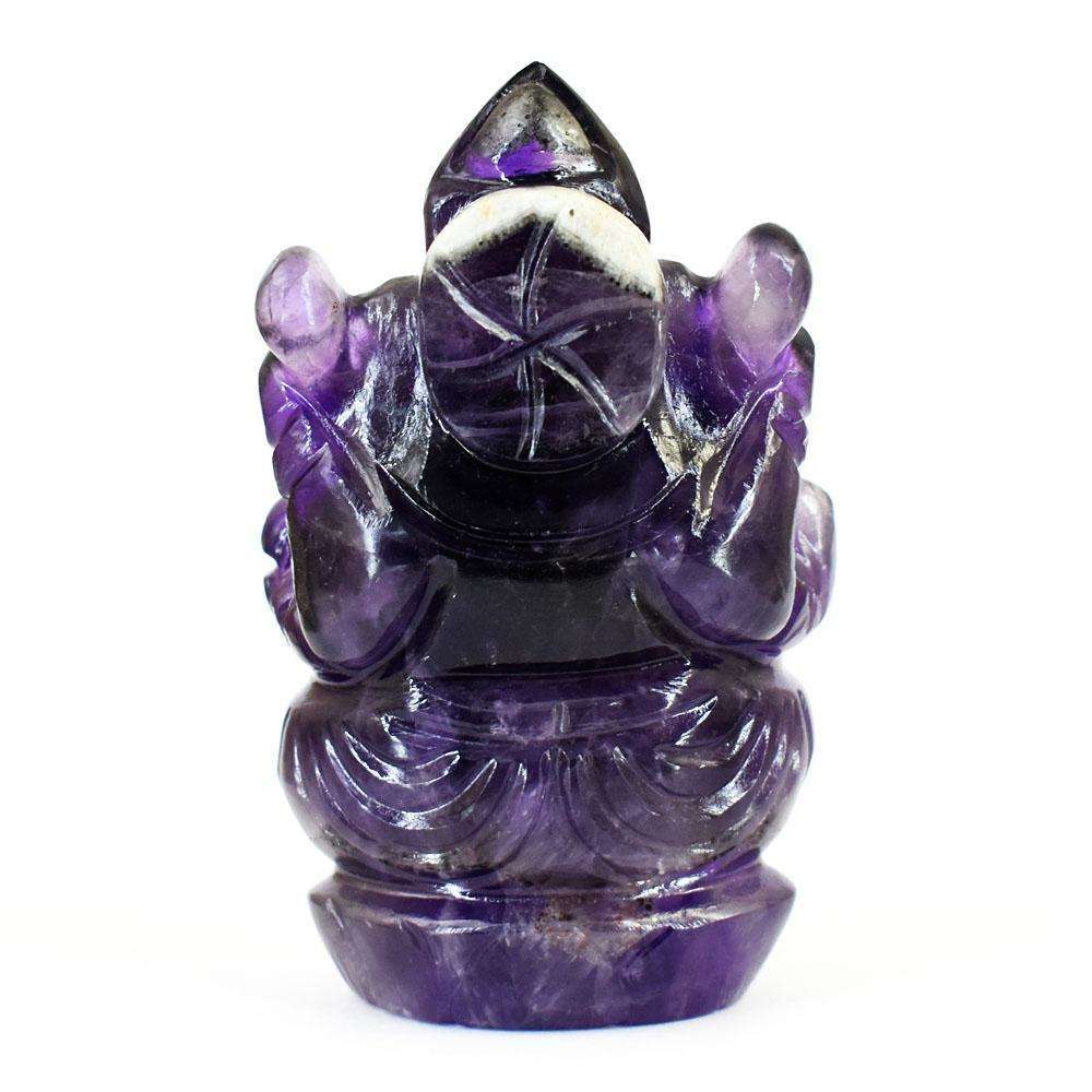 gemsmore:Stunning Amethyst Hand Carved Genuine Crystal Gemstone Carving Lord Ganesha
