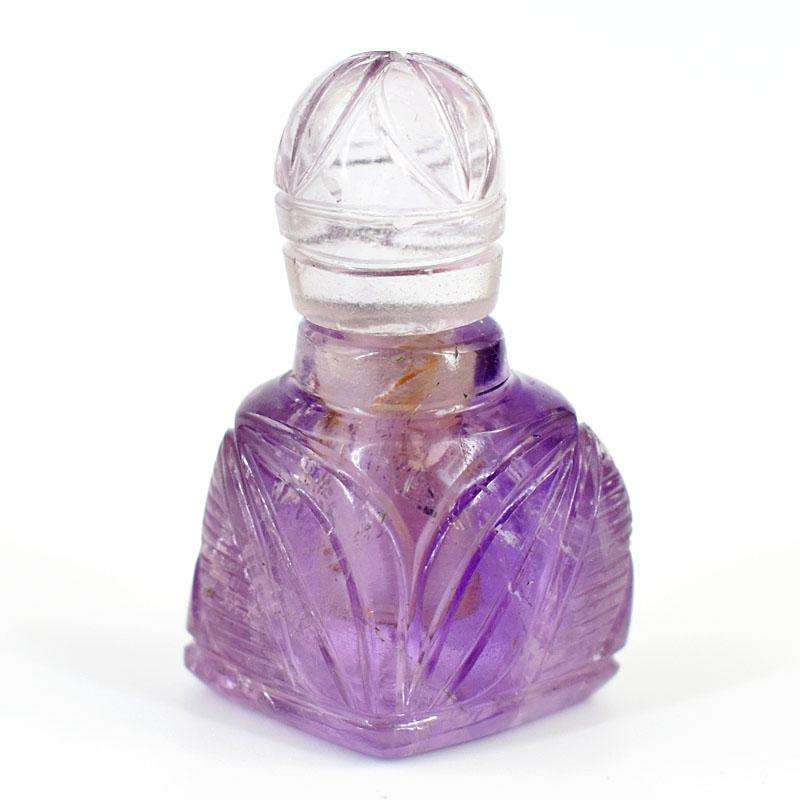 gemsmore:Stunning Amethyst Hand Carved Genuine Crystal Gemstone Carving Perfume Bottle