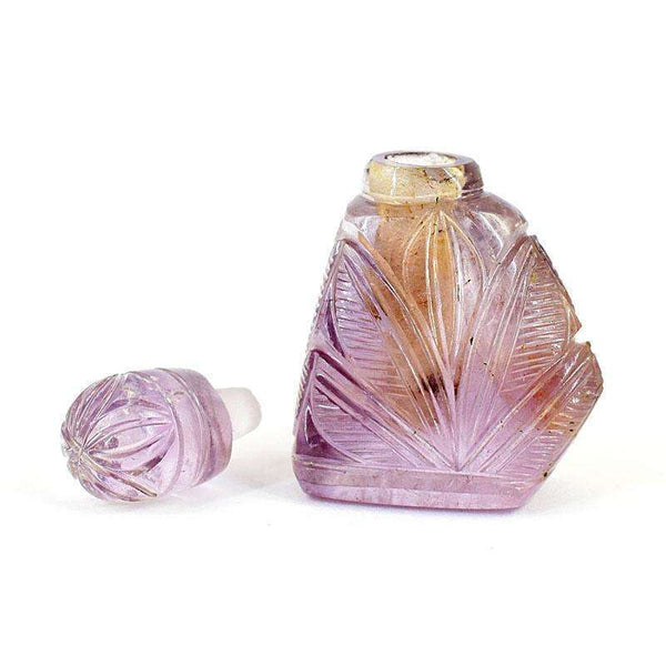 gemsmore:Stunning Amethyst Hand Carved Genuine Crystal Gemstone Carving Perfume Bottle