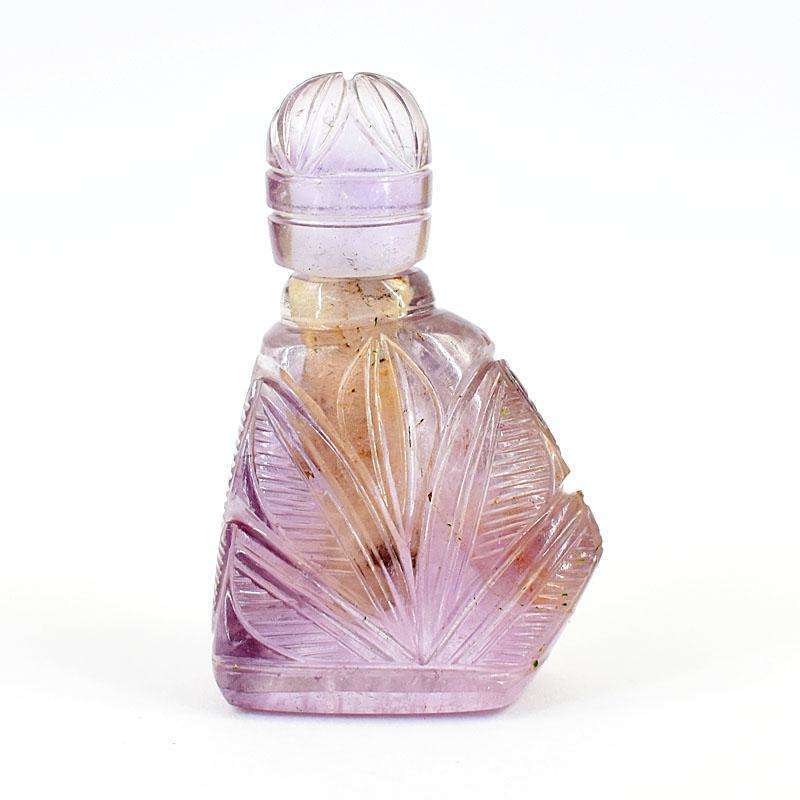 gemsmore:Stunning Amethyst Hand Carved Genuine Crystal Gemstone Carving Perfume Bottle