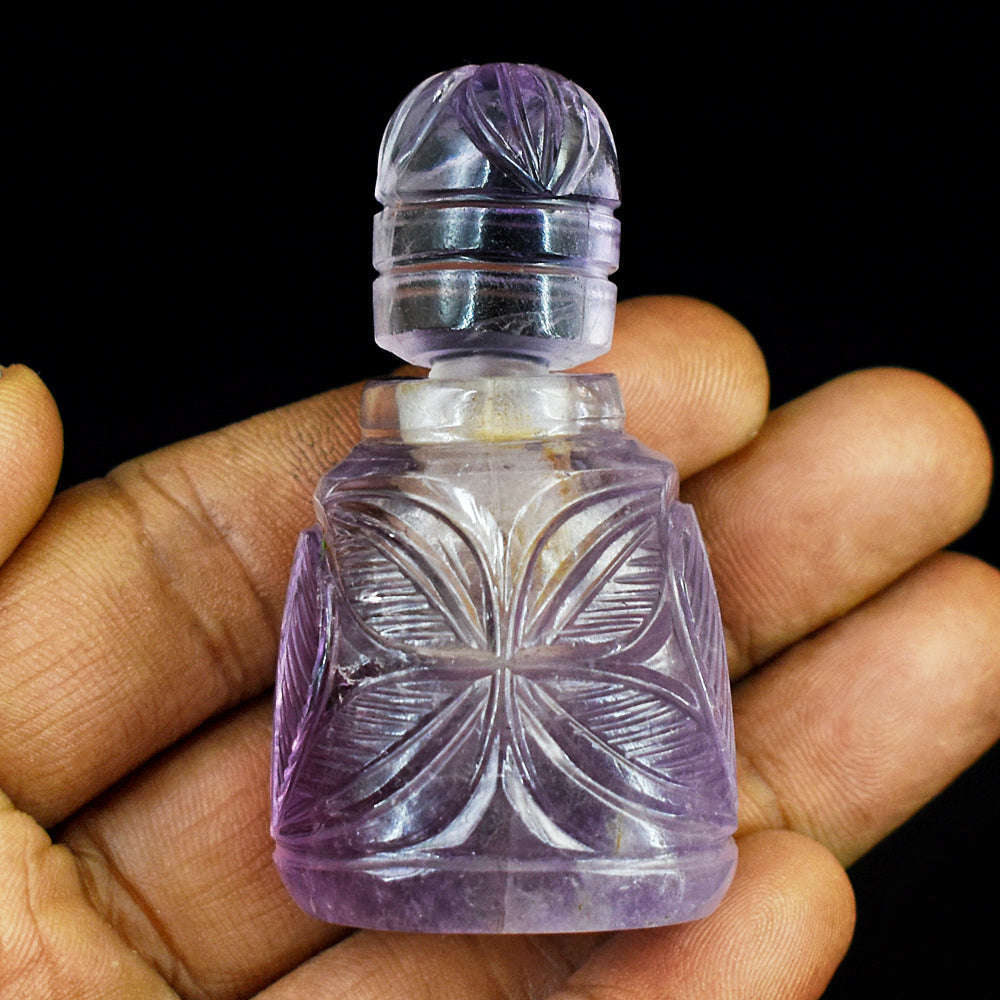 gemsmore:Stunning Ametrine Hand Carved Genuine Crystal Gemstone Carving Perfume Bottle