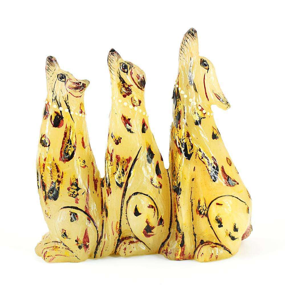 gemsmore:Stunning Aventurine Hand Carved Dog Family