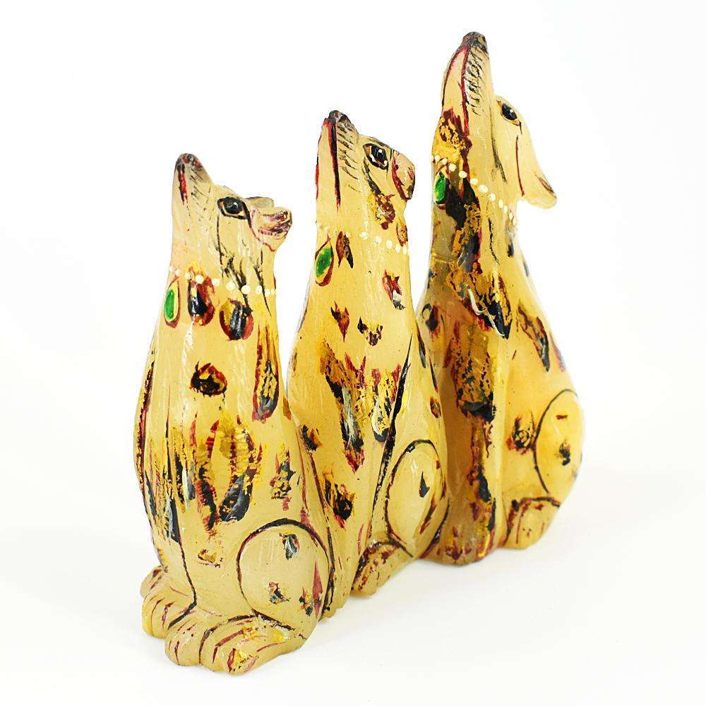 gemsmore:Stunning Aventurine Hand Carved Dog Family