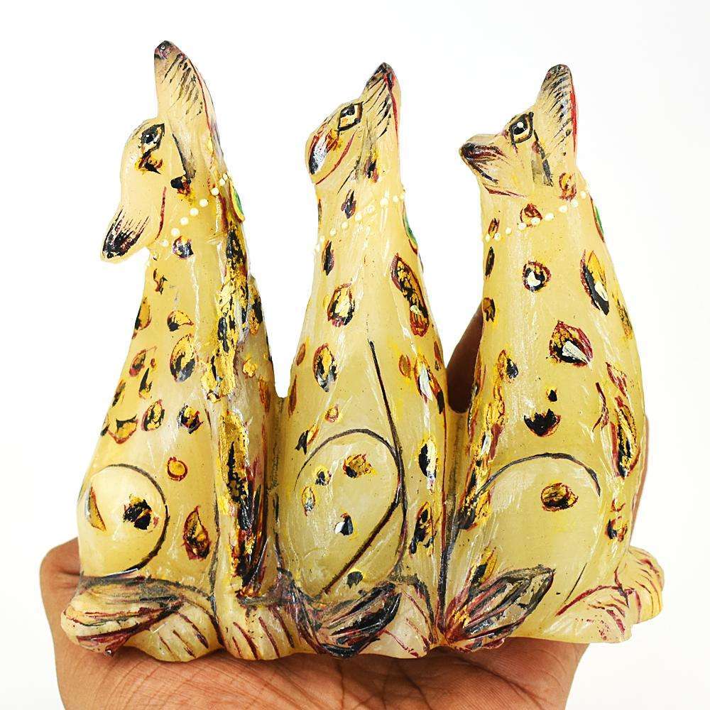 gemsmore:Stunning Aventurine Hand Carved Dog Family