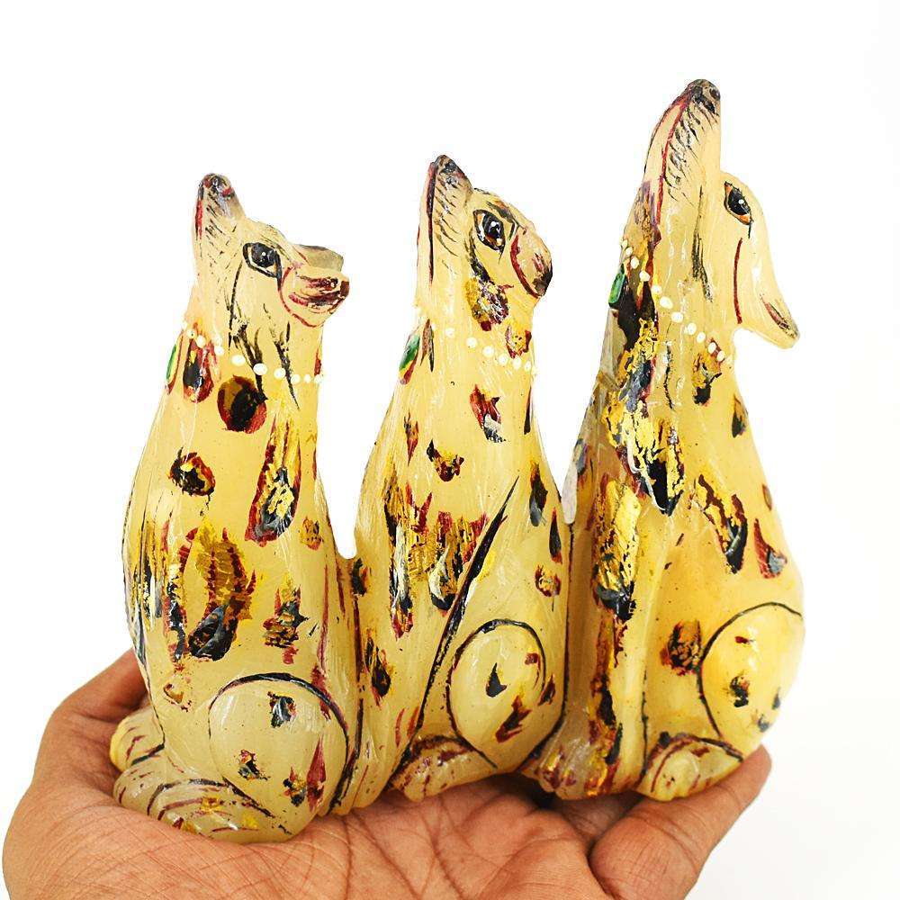 gemsmore:Stunning Aventurine Hand Carved Dog Family