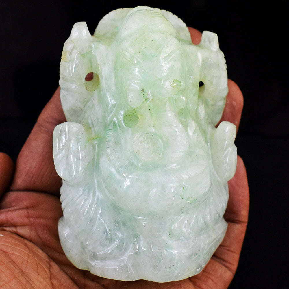 gemsmore:Stunning Aventurine Hand Carved Genuine Crystal Gemstone Carving Lord Ganesha