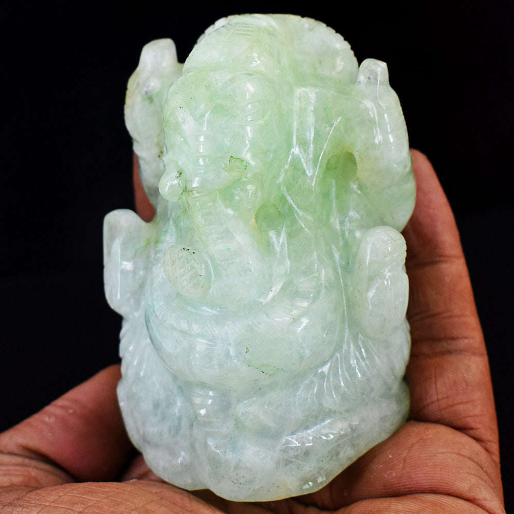 gemsmore:Stunning Aventurine Hand Carved Genuine Crystal Gemstone Carving Lord Ganesha