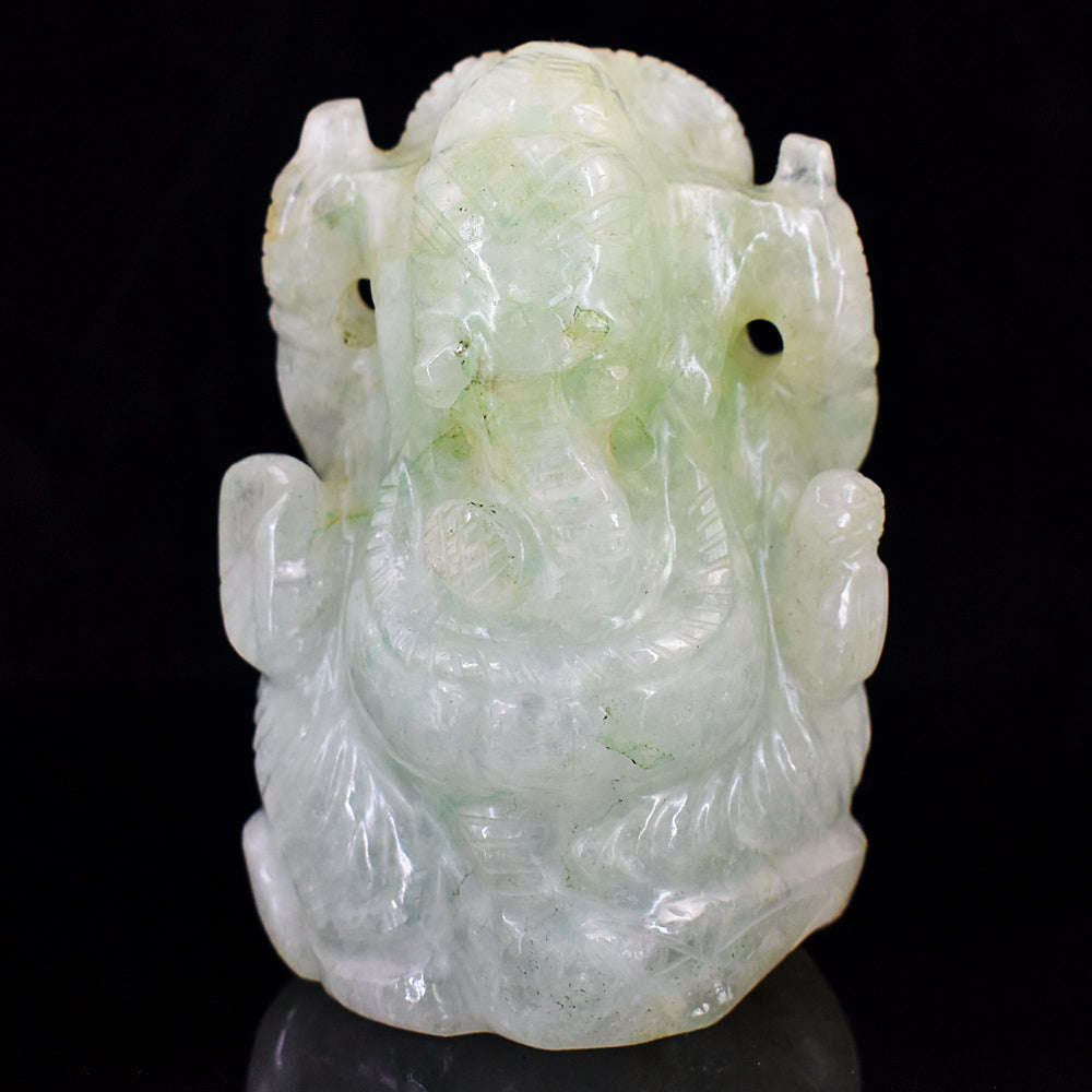 gemsmore:Stunning Aventurine Hand Carved Genuine Crystal Gemstone Carving Lord Ganesha