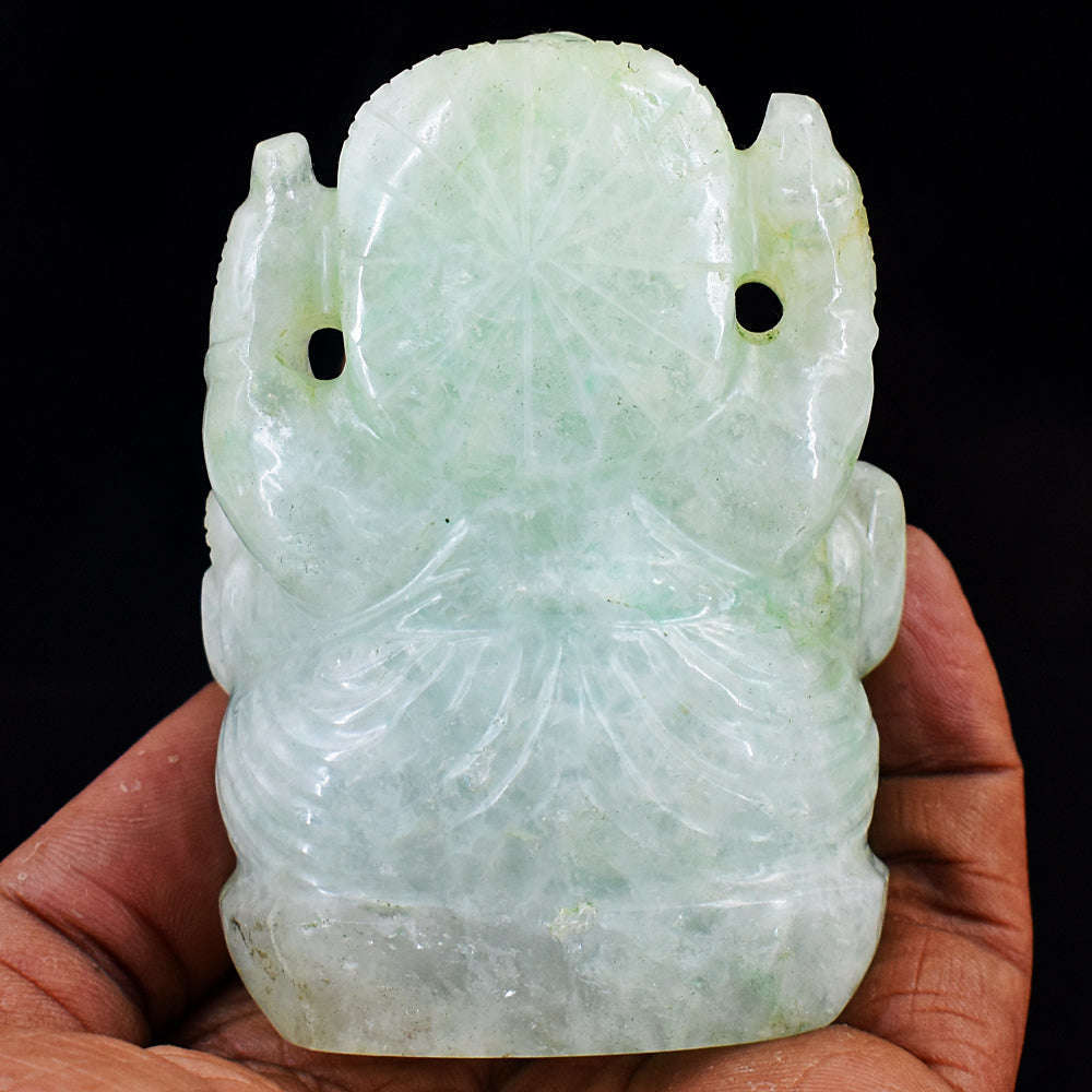 gemsmore:Stunning Aventurine Hand Carved Genuine Crystal Gemstone Carving Lord Ganesha