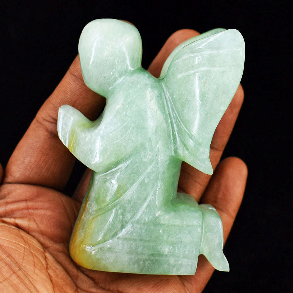 gemsmore:Stunning Aventurine Hand Carved Genuine Crystal Gemstone Carving Praying Angel