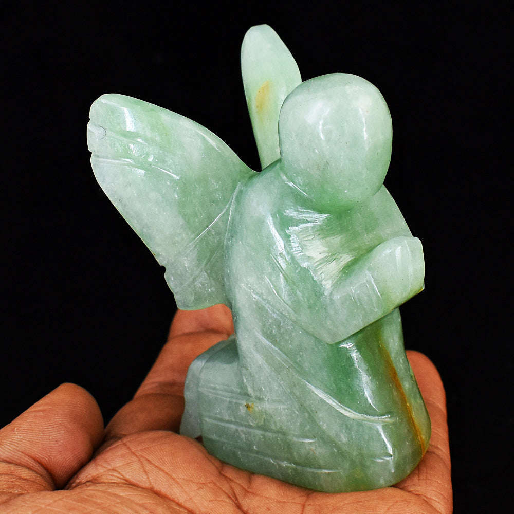 gemsmore:Stunning Aventurine Hand Carved Genuine Crystal Gemstone Carving Praying Angel
