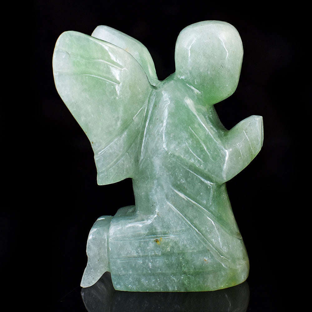 gemsmore:Stunning Aventurine Hand Carved Genuine Crystal Gemstone Carving Praying Angel