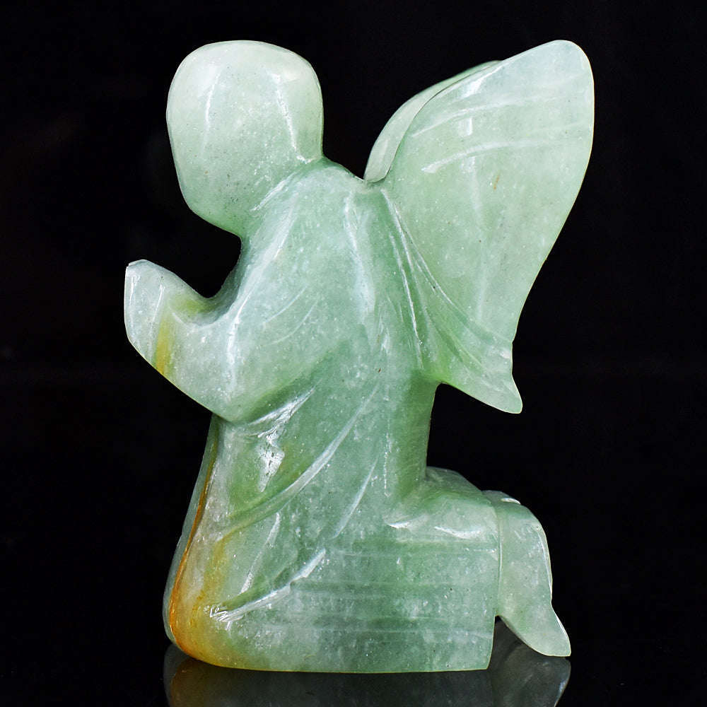 gemsmore:Stunning Aventurine Hand Carved Genuine Crystal Gemstone Carving Praying Angel