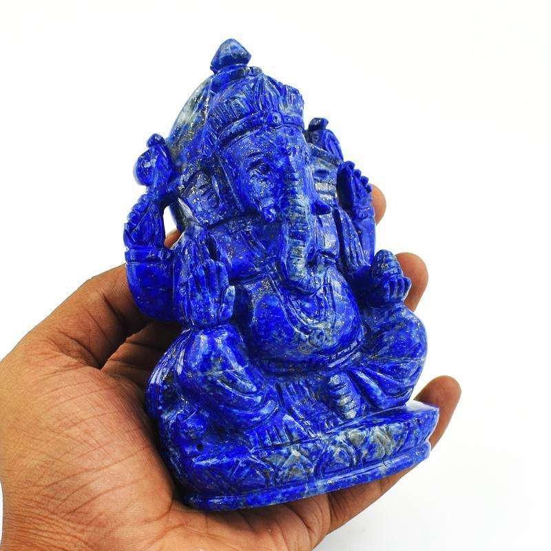 gemsmore:Stunning Blue Lapis Lazuli Hand Carved Lord Ganesha
