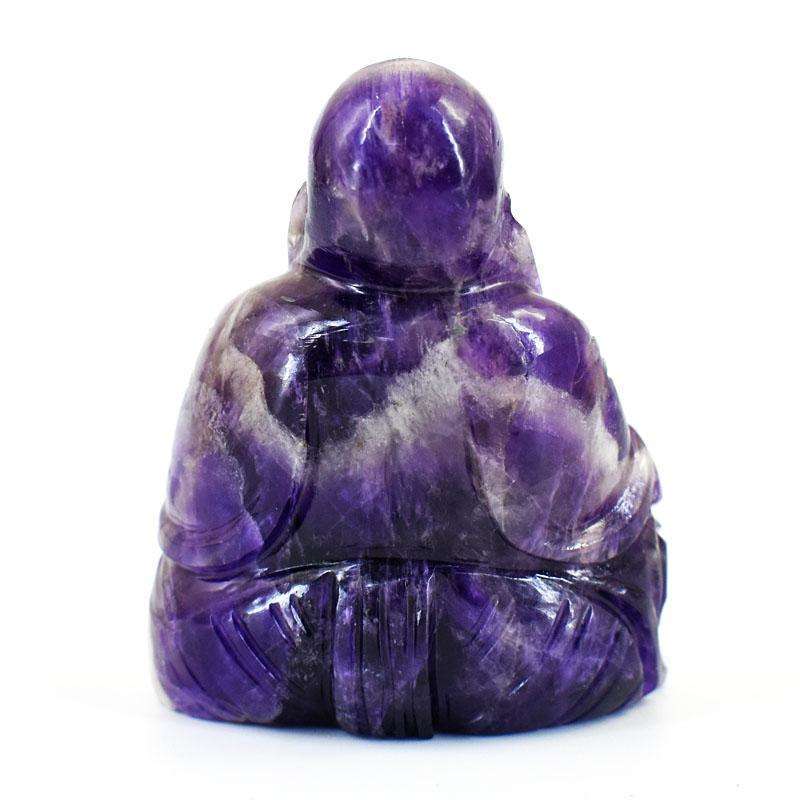 gemsmore:Stunning Chevron Amethyst Hand Carved Genuine Crystal Gemstone Carving Laughing Buddha