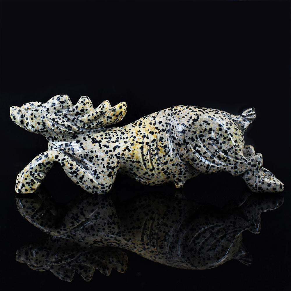 gemsmore:Stunning Dalmation Jasper Hand Carved Deer