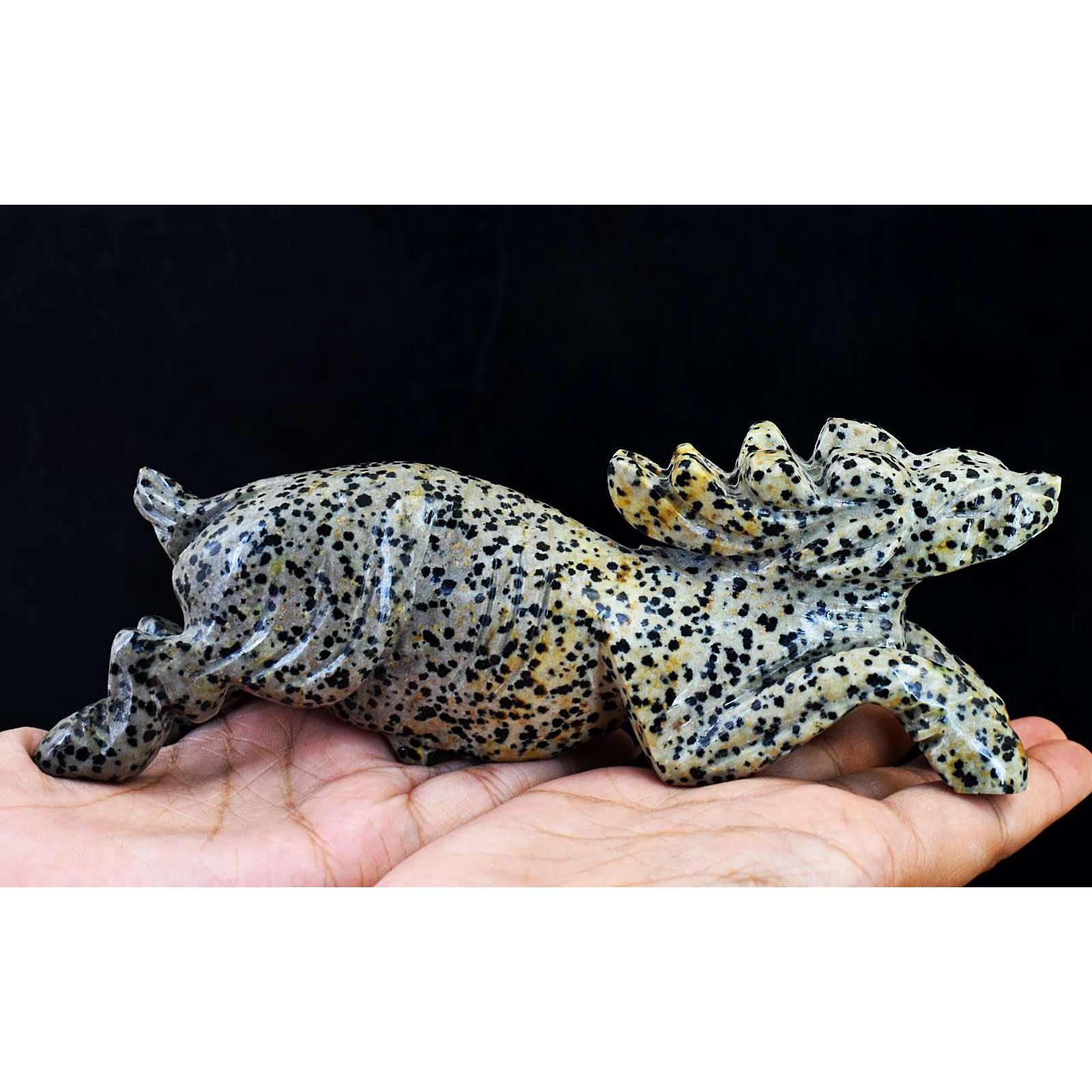 gemsmore:Stunning Dalmation Jasper Hand Carved Deer