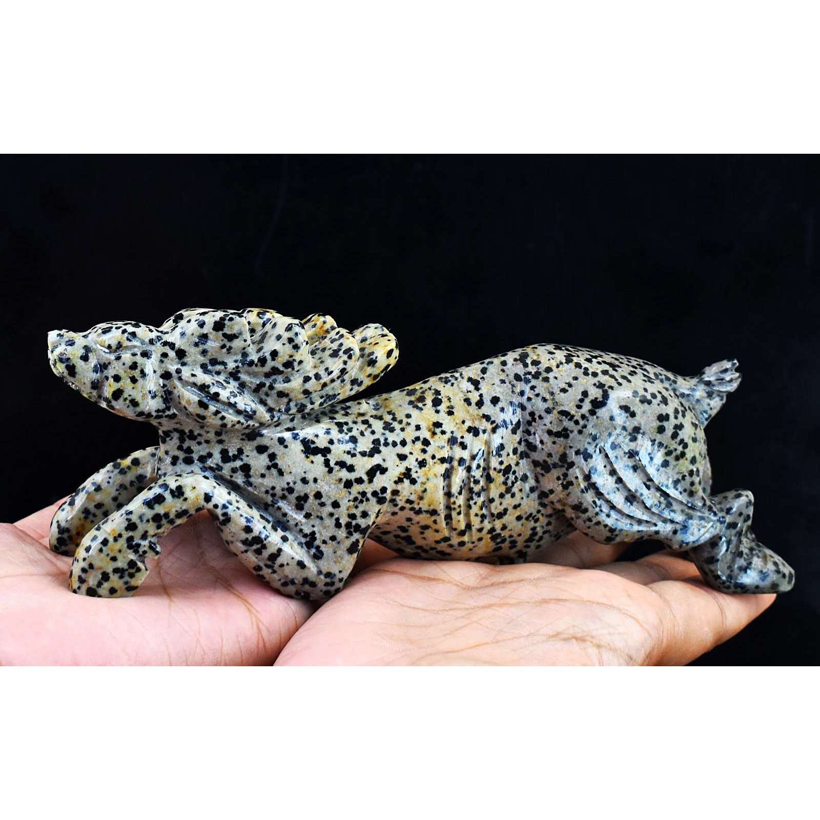 gemsmore:Stunning Dalmation Jasper Hand Carved Deer