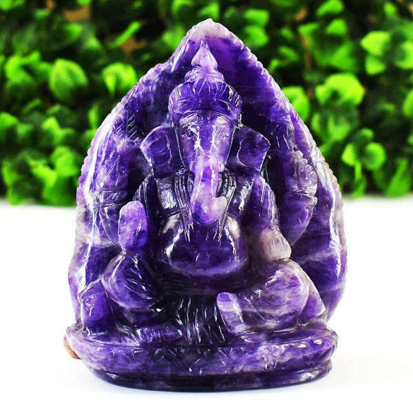 gemsmore:Stunning Dream Amethyst Hand Carved Lord Ganesha