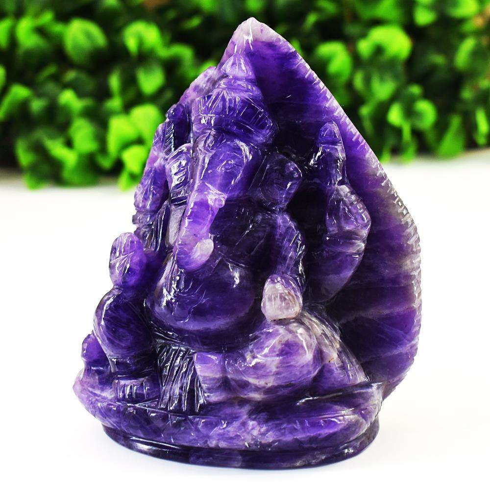 gemsmore:Stunning Dream Amethyst Hand Carved Lord Ganesha